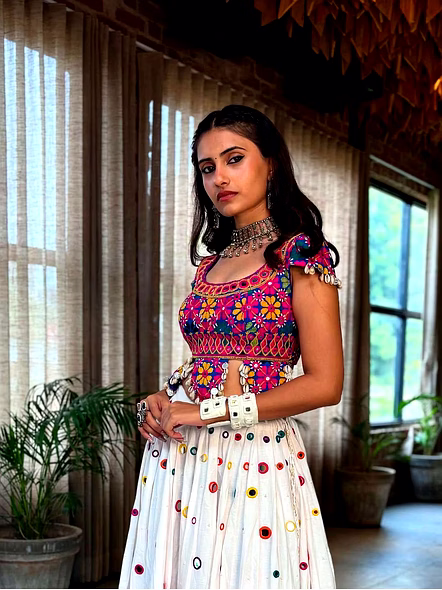 Real Mirror Work Digital print Chnaiya Choli For Navratri 159-1