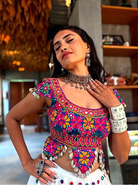 Real Mirror Work Digital print Chnaiya Choli For Navratri 159-3