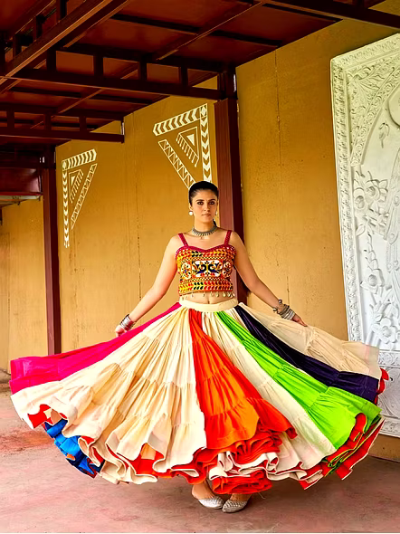 Cotton Lehengas With Mirror Work