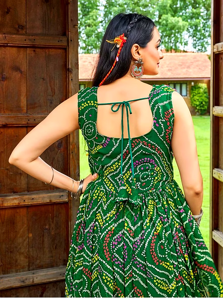 Georgette Gowns With Kutchi Work-Green-2