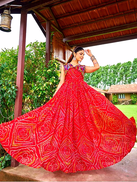 Georgette Gowns With Kutchi Work-Red-1