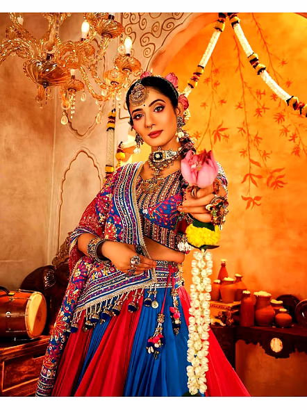 Real Mirror Work Digital print Chnaiya Choli For Navratri 162