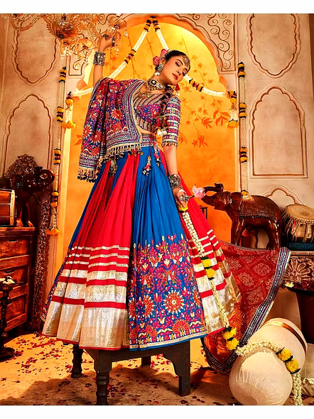 Real Mirror Work Digital print Chnaiya Choli For Navratri 162