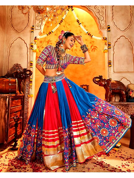 Real Mirror Work Digital print Chnaiya Choli For Navratri 162-2
