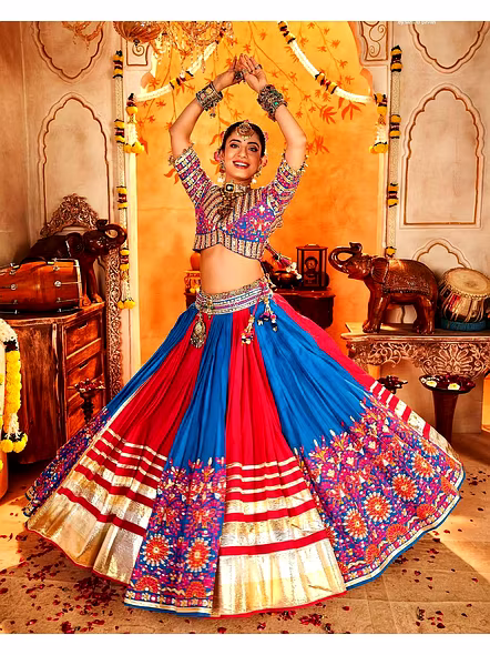 Real Mirror Work Digital print Chnaiya Choli For Navratri 162-4