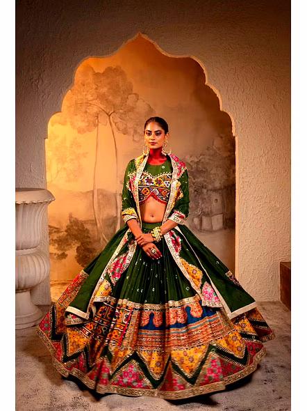 Real Mirror Work Digital print Chnaiya Choli For Navratri 163