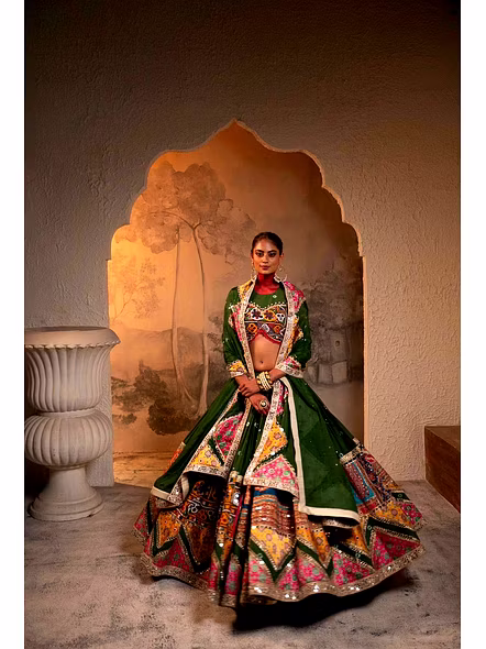 Real Mirror Work Digital print Chnaiya Choli For Navratri 163