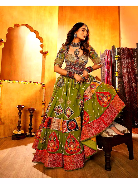 Real Mirror Work Digital print Chnaiya Choli For Navratri 165-2