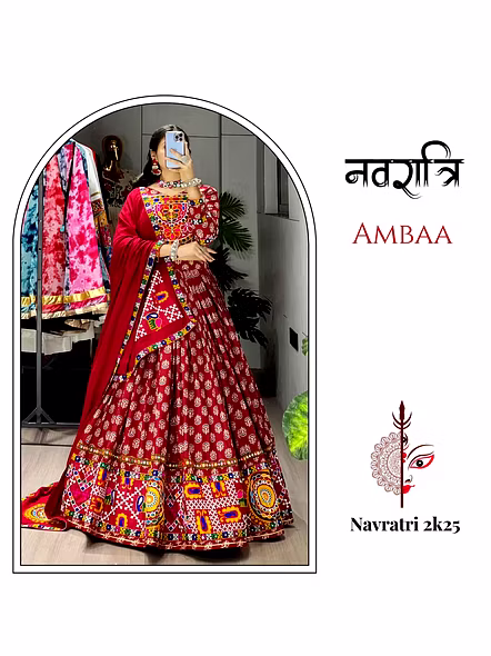 Ajarakh Print Cotton Navratri Chaniya Choli-1