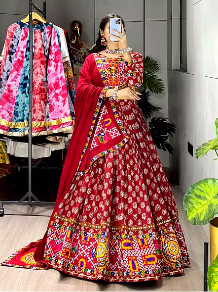 Ajarakh Print Cotton Navratri Chaniya Choli-2