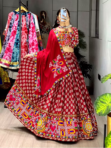 Ajarakh Print Cotton Navratri Chaniya Choli-3