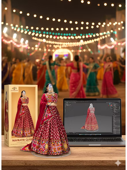 Ajarakh Print Cotton Navratri Chaniya Choli-GRTN8076