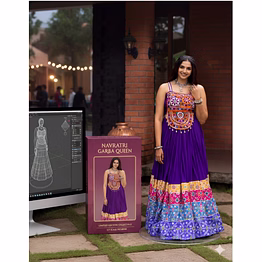 shiv pure rayon cotton lehenga with kutchi work