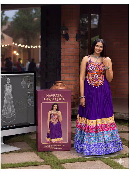 Pure Rayon Cotton Lehenga with Kutchi Work