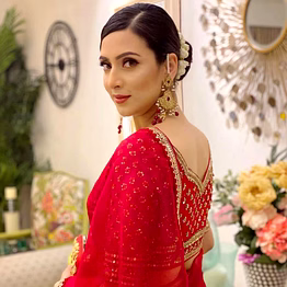 kinjal textiles red organza saree