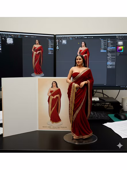 Red Velvet Saree-BT1293