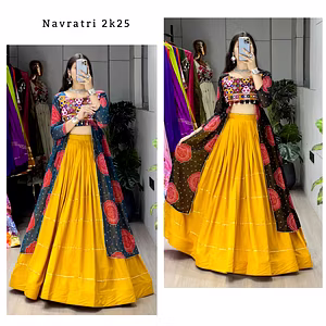 Bandhani Prints Kurtis With Musturd Lehenga Sets