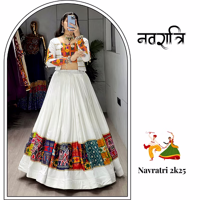 shiv white chaniya choli for navratri festivities