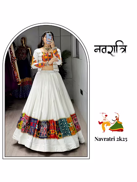White Chaniya Choli for Navratri Festivities
