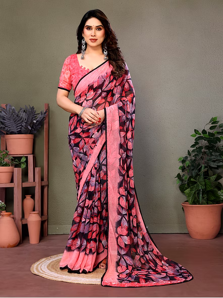 Daily Wear Printed Georgette Saree-AARTI_Pink