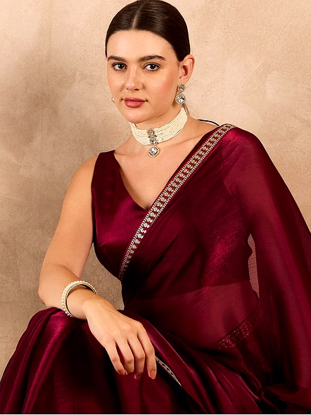 Rangoli Silk Saree with Sequence Work-Maroon-2