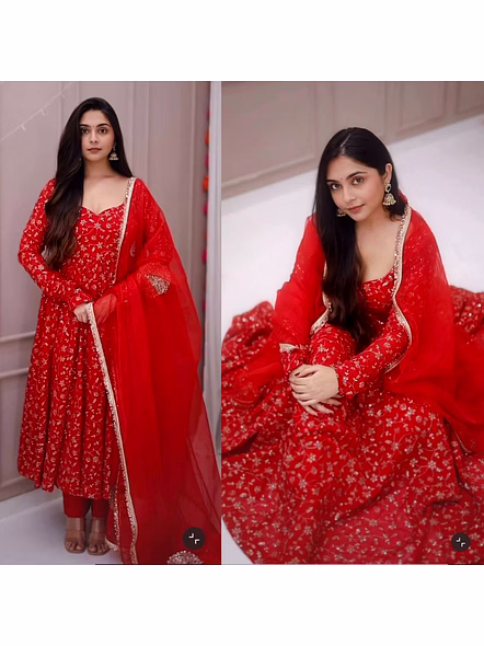 Red Georgette Anarkali Gown