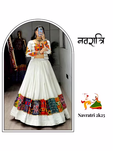 White Chaniya Choli for Navratri Festivities-White