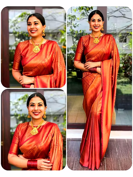 Maroon Pure Banarasi Silk Saree Weaved With Copper Zari-Maroon