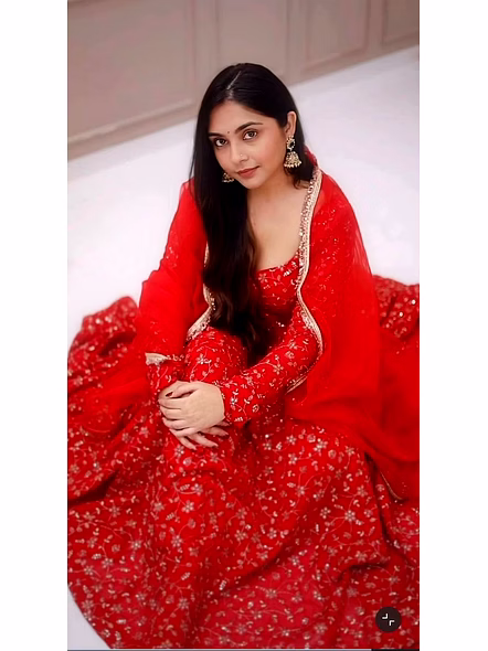 Red Georgette Anarkali Gown-Red-M(38)-4