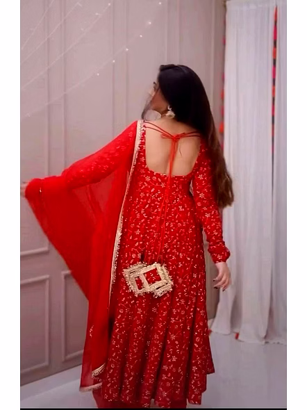 Red Georgette Anarkali Gown-Red-XXXL(46)-5