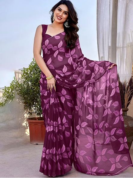 Georgette Saree with Lace-AARTI2_Purple