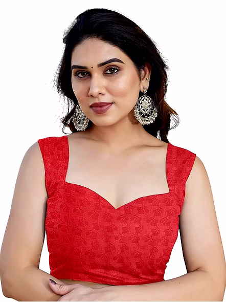 Georgette Saree with Lace-Red-5