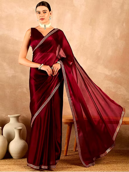 Rangoli Silk Saree with Sequence Work-Maroon