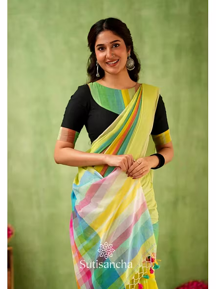MultiColor Mul Cotton Magic Saree-BT422_Yellow