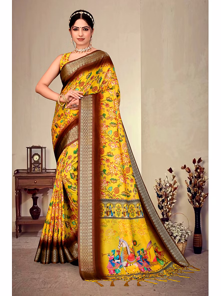 Cotton Silk Digital Printed Saree-AXALI_D2_Yellow