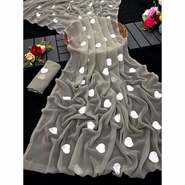 shiv georgette embroidery heart work saree