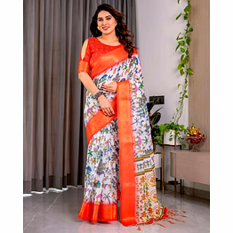 shiv premium linen digital print saree