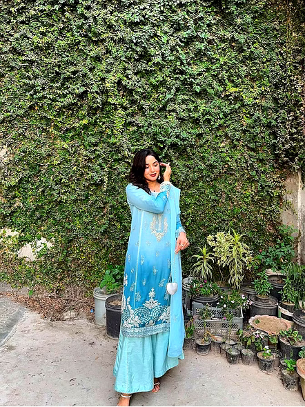 Chinon Silk Suit-Cyan-L(40)-4