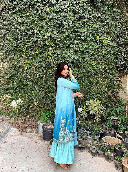 Chinon Silk Suit-Cyan-XXL(44)-1