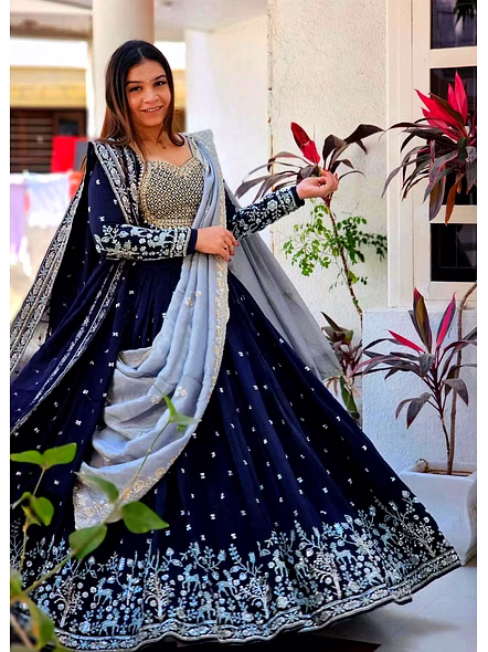 Blue Georgette Lehenga Choli-Blue-XL-2