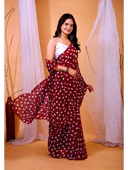 Heart Print Saree