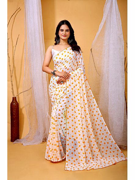 Heart Print Georgette Saree