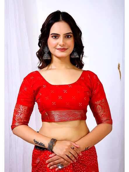 Bandhani print silk saree