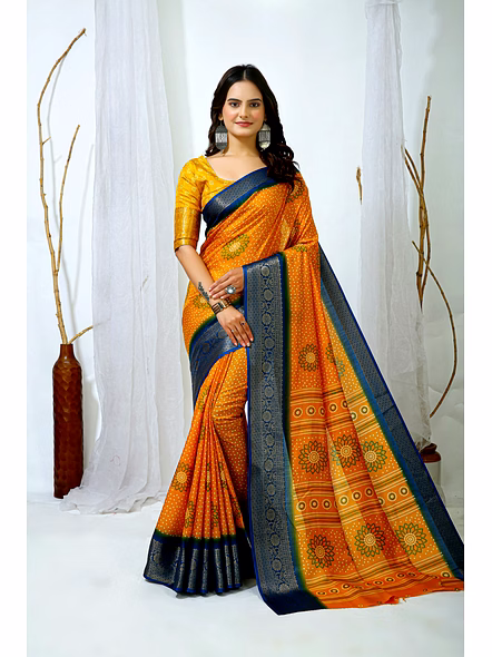 Bandhani print Dola Silk saree