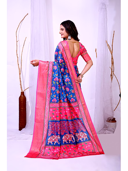 printed silk saree