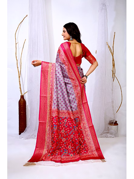 printed silk saree