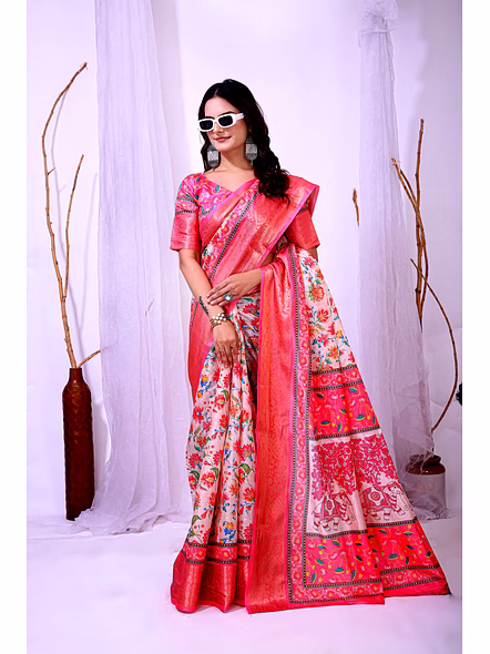 digital print Dola Silk saree