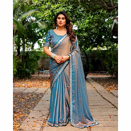 chitra tex fendi saree with sequence lace border