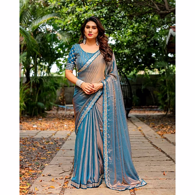 chitra tex fendi saree with sequence lace border