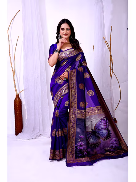 Printed Banarasi Saree
